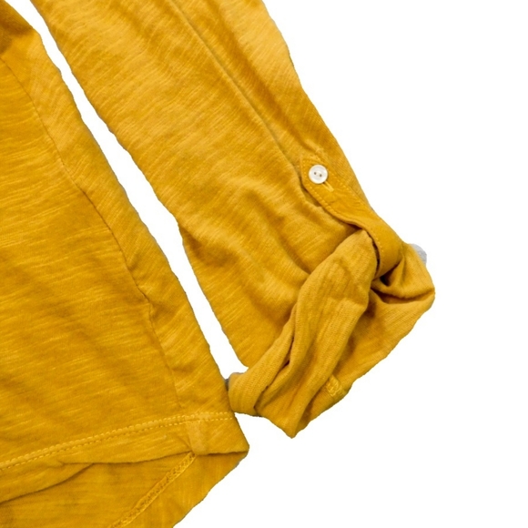 ANTHROPOLOGIE SZ XS MUSTARD LACE TRIM HENLEY SHIRT - Picture 4 of 7